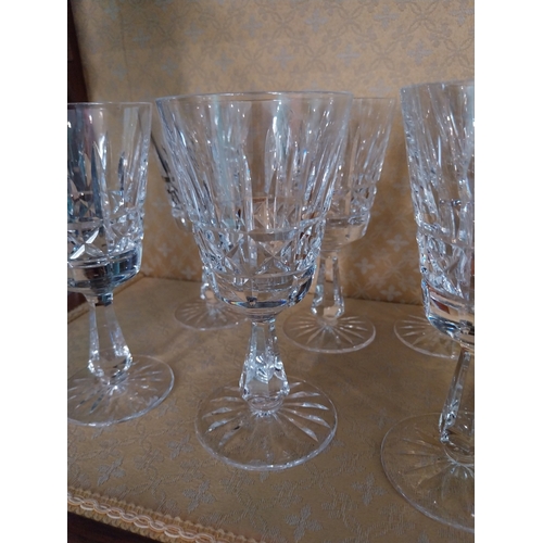 251 - Set of six Waterford Crystal wine glasses. { 15cm H X 8cm Dia }.
