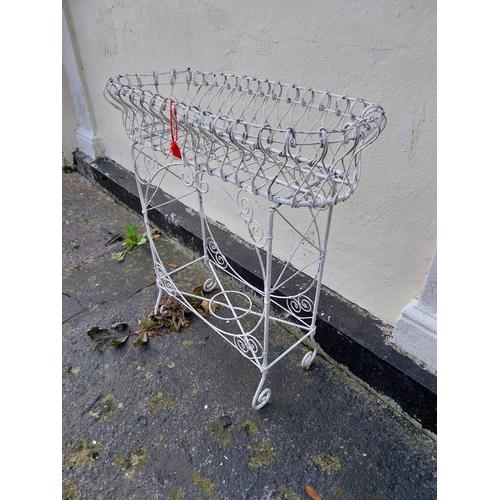 3 - Decorative 19th. C. wirework planter. { 71cm H X 66cm W X 26cm D }.