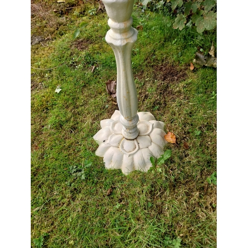 32 - Cast iron bird bath. { 67cm H X 40cm W X 38cm D }.