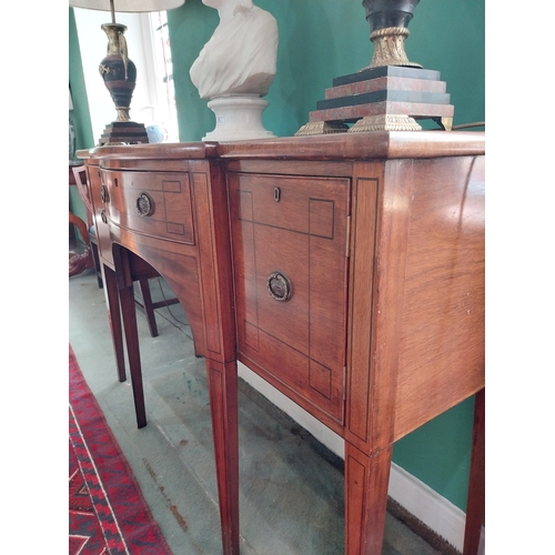 333 - Good quality mahogany with ebonised inlay bow fronted sideboard, raised on square tapered legs, in t... 