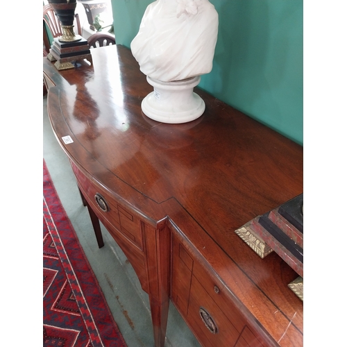 333 - Good quality mahogany with ebonised inlay bow fronted sideboard, raised on square tapered legs, in t... 