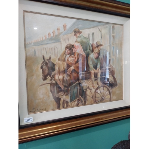 350 - S. Brown  The Cart Ride Oil on Canvas, mounted in a gilt frame { 47cm H X 58cm W }.