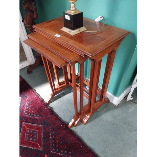 351 - Good quality Edwardian mahogany with satinwood inlay nest of four tables . { 73cm H X 54cm W X 37cm ... 