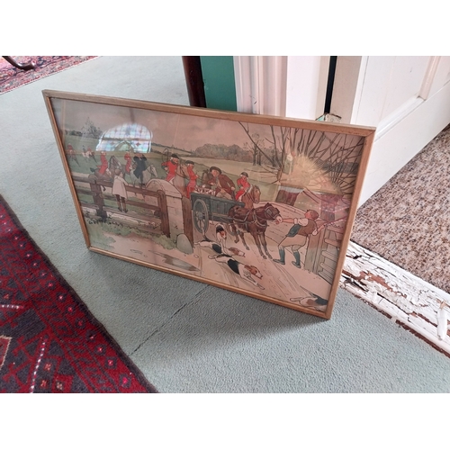 361 - Five early 20th. C. coloured Hunting prints, mounted in gilt frames. {Each  39cm H X 63cm W }.