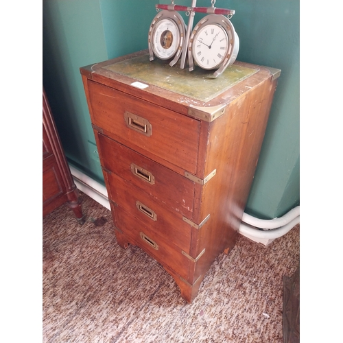 374 - Mahogany brass bound office cabinet, in the Campaign manner. { 67cm H X 40cm W X 32cm D }.
