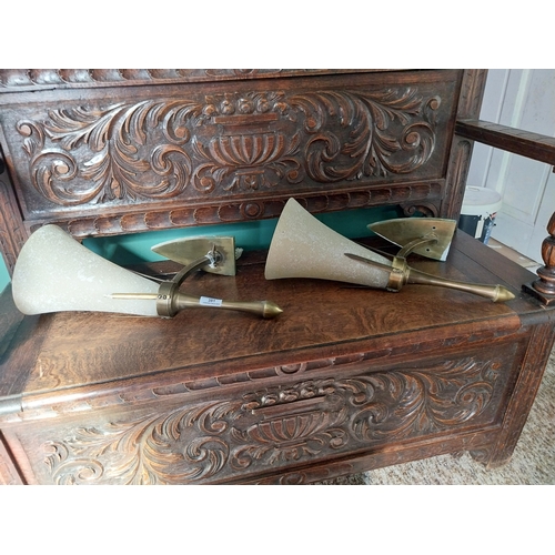 380 - Edwardian carved oak monk's bench with lift up seat.  { 107cm H X 110cm W X 48cm D }.
