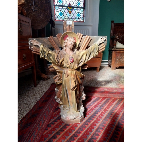 395 - Early 20th. C. plaster depiction of The Crucifixion. { 75cm H X 56cm W X 20cm D }.