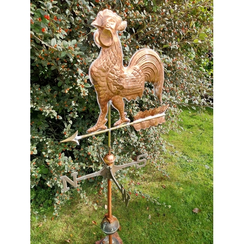 41 - Copper and wrought iron weather vane. { 147cm H X 63cm W X 47cm D }.
