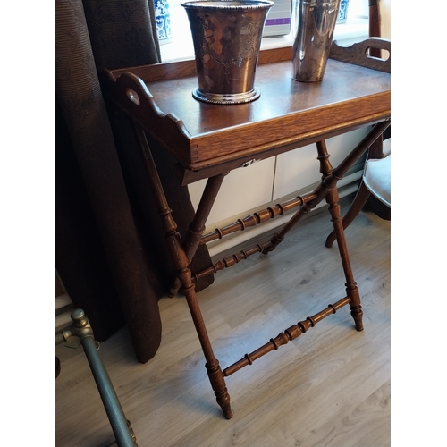 456 - Good quality oak butler's tray on stand. { 82cm H X 64cm W X 43cm D }.