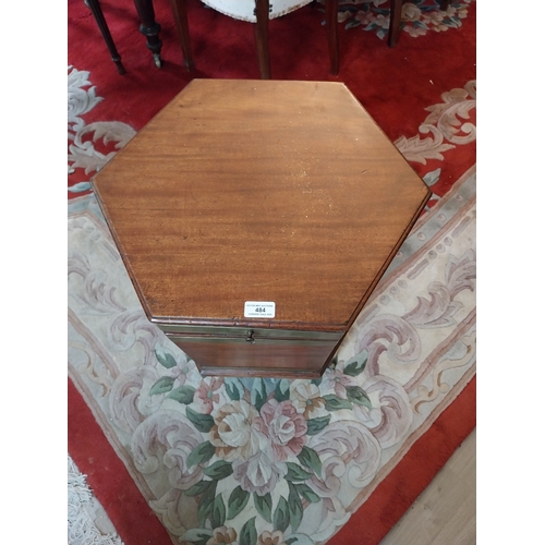484 - Irish Georgian mahogany brass bound octagonal shaped wine cooler, mounted on square tapered legs.  {... 