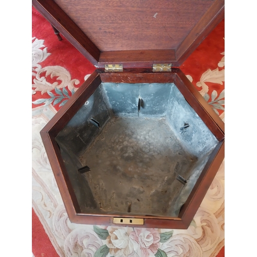 484 - Irish Georgian mahogany brass bound octagonal shaped wine cooler, mounted on square tapered legs.  {... 