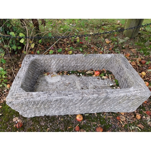 59 - Limestone rectangular trough. { 34cm H X 110cm L X 61cm D }.
