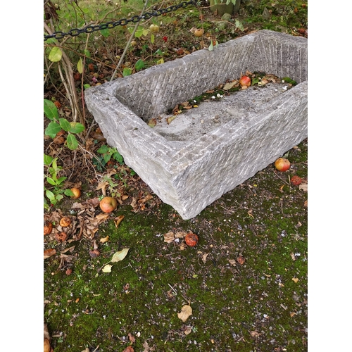 59 - Limestone rectangular trough. { 34cm H X 110cm L X 61cm D }.