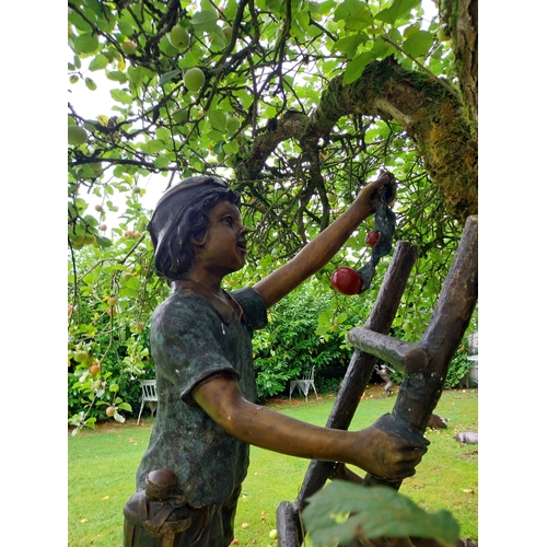 60 - Good quality bronze scuplture of The Apple Pickers. { 175cm H X 110cm W X 44cm D }.