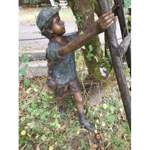 60 - Good quality bronze scuplture of The Apple Pickers. { 175cm H X 110cm W X 44cm D }.