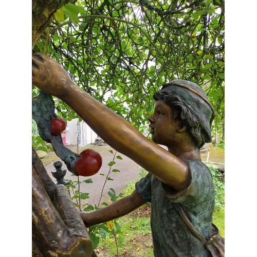 60 - Good quality bronze scuplture of The Apple Pickers. { 175cm H X 110cm W X 44cm D }.