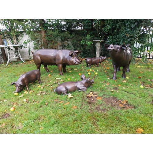 66 - Good quality bronze sculpture of a male Pig. { 68cm H X 126cm W X 36cm D }.