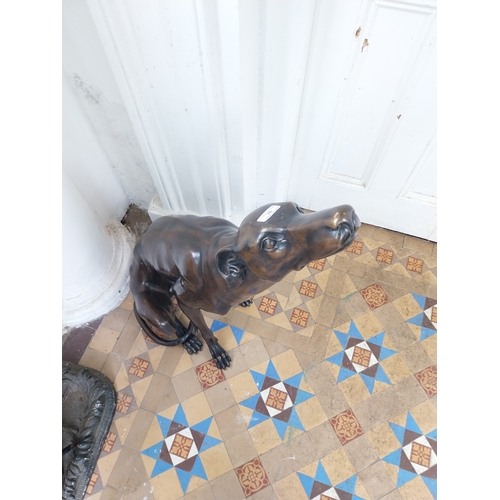 76 - Good quality bronze model of a seated Whippet { 84cm H X 33cm W X 58cm D }.
