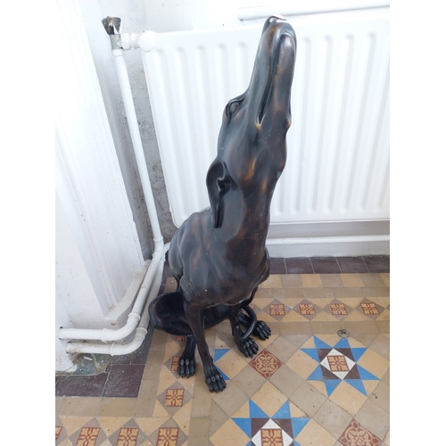77 - Good quality bronze model of a seated Whippet { 84cm H X 33cm W X 58cm D }.