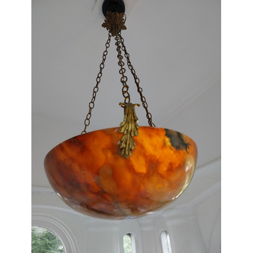 79 - 19th. C. French alabaster light shade, with ormulo mounts. { 76cm H X 35cm Dia }.