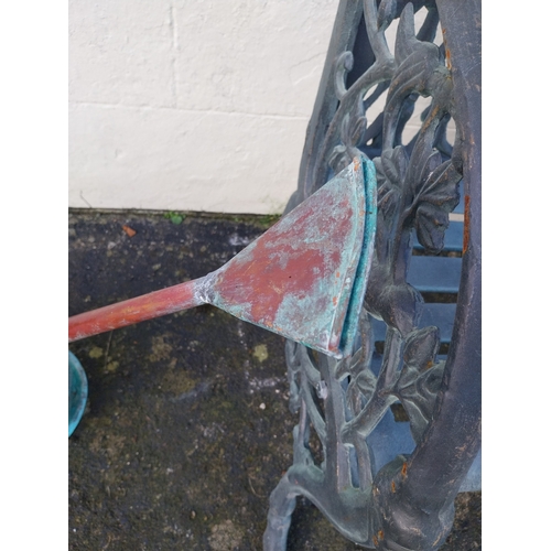 9 - Early 20th. C. copper watering can with long spout. { 70cm H X 26cm W X 24cm D }