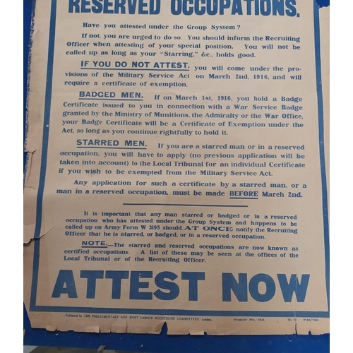 Original WWI recruitment poster - To Starred or Badged Single Men or ...