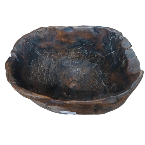 17 - 19th C. fruitwood bowl. {14 cm H x 35 cm W x 26 cm D}.