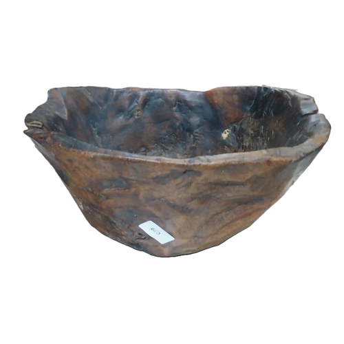 17 - 19th C. fruitwood bowl. {14 cm H x 35 cm W x 26 cm D}.