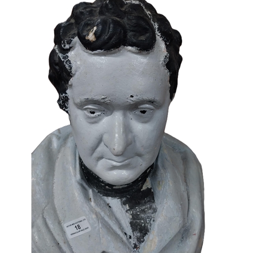 18 - Early 20th C. plaster bust of Daniel O'Connell. {56 cm H x 40 cm W x 23 cm D}.
