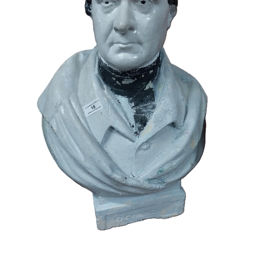 18 - Early 20th C. plaster bust of Daniel O'Connell. {56 cm H x 40 cm W x 23 cm D}.