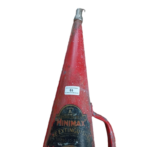 19 - Early 20th C. fire extinguisher. {74 cm H x 19 cm Dia.}.