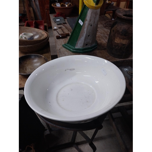 42 - 19th C. ceramic jug and basin set. {34 cm H x 37 cm Dia.}.