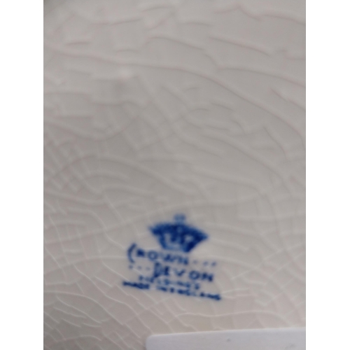 43 - 19th C. blue and white Crown Devon mug See All Hear All Yorkshire Man's Advice to Son. {10 cm H x 14... 