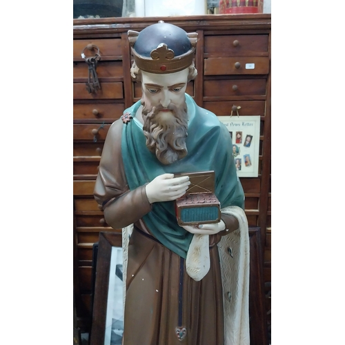 44 - Early 20th C. Plaster statue of Wise Man. {80 cm H x 29 cm W x 30 cm D}.