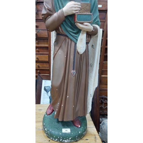 44 - Early 20th C. Plaster statue of Wise Man. {80 cm H x 29 cm W x 30 cm D}.