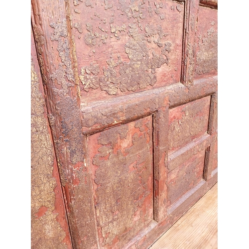 50 - 19th C. pine settle seat with inset panelled back from South of Ireland with original paint. {135 cm... 