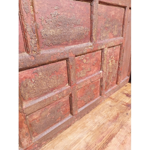 50 - 19th C. pine settle seat with inset panelled back from South of Ireland with original paint. {135 cm... 