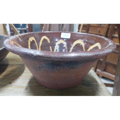 52A - 19th C. Coalisland slipware crock. {14 cm H x 22 cm Dia.}