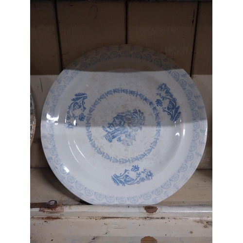 6 - Two 19th C. spongeware plates decorated with foliage. {3 cm H x 26 cm Dia. Approx}.