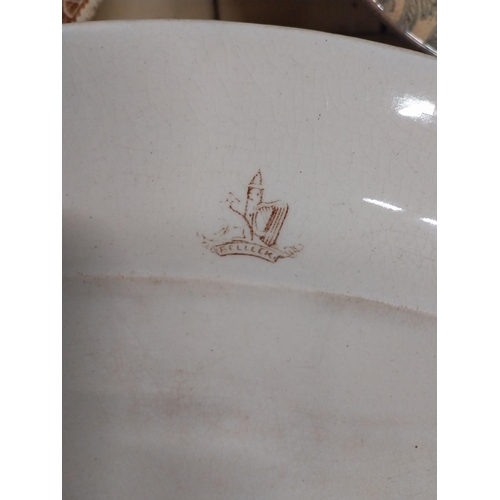 8 - Two 19th C. Belleek meat platters Rose Pattern. {4 cm H x 46 cm W.}.