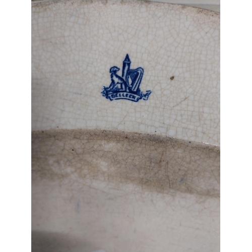 9 - 19th C. blue and white meat platter. {4 cm H x 46 cm W}.