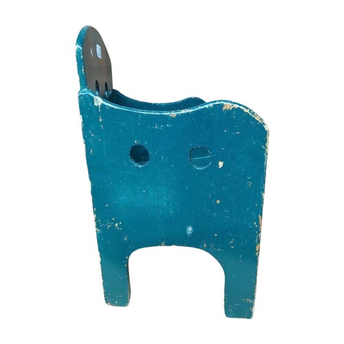 33 - Early 20th C. painted pine green Child's chair. {49 cm H x 57 cm W x 27 cm D}.