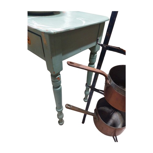 41 - 19th C. painted pine side table on turned legs. {75 cm H x 58 cm W x 41 cm D}.