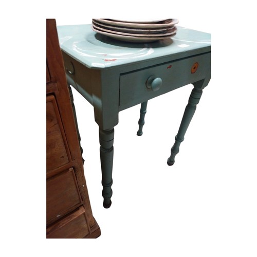 41 - 19th C. painted pine side table on turned legs. {75 cm H x 58 cm W x 41 cm D}.