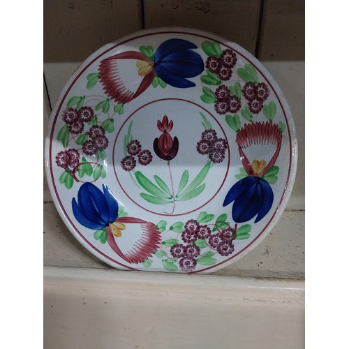 4 - Two early 20th C. French spongeware and brushware soup bowls. {5 cm H x 23 cm Dia.and 5 cm H x 21 cm... 