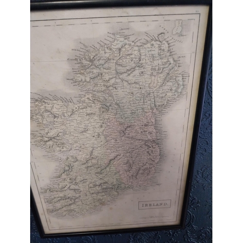 17 - Framed vintage Map of Ireland. {41 cm H x 30 cm W}. NOT AVAILABLE TO VIEW IN PERSON