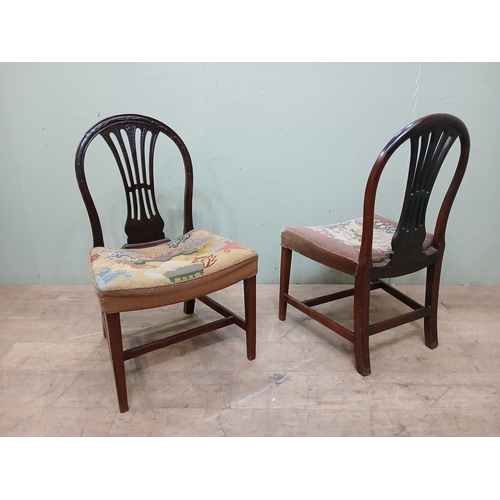 21 - Pair of mahogany Hepplewhite style revival chairs with upholstered seats.  {H 92cm x W 55cm x D 46cm... 