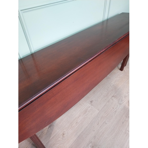 25 - Irish mahogany Wakes table on square tapered legs in the Georgian manner. {76 cm H x 240cm W x 44 cm... 