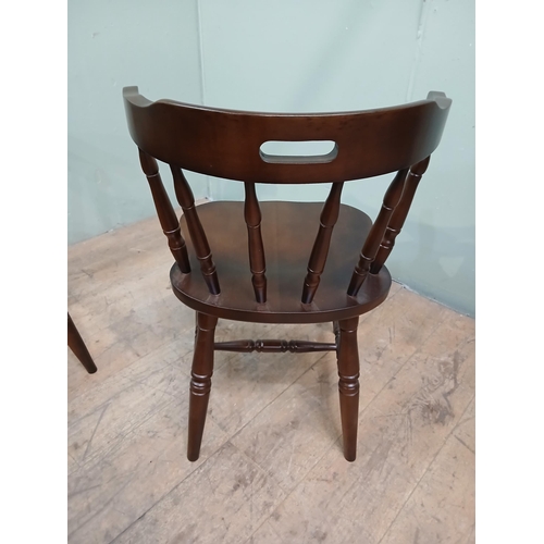 36 - Set of six Windsor chairs with turned spindle back and shaped seat. {H 77cm x W 53cm x D 42cm } NOT ... 