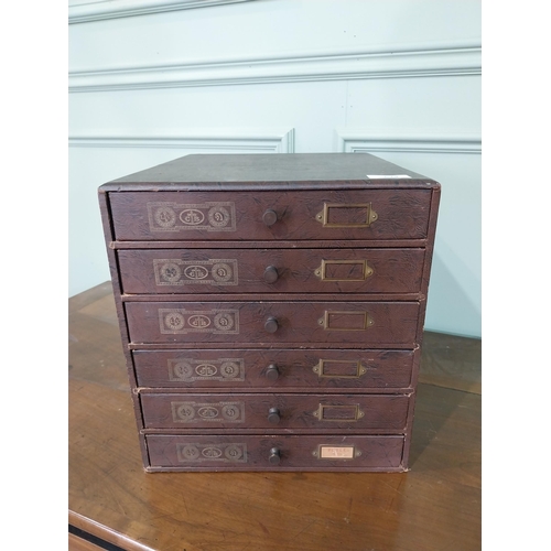 40 - Early 20th C. Louis Vuitton Paris counter top haberdashery cabinet. {33 cm H x 31 cm W x 37 cm D}.